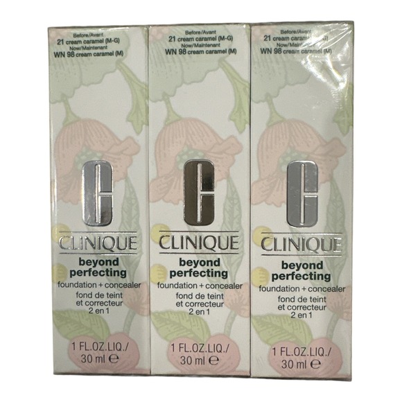 3 Clinique Beyond Perfecting Foundations Concealer WN 98 Cream Caramel 1oz New